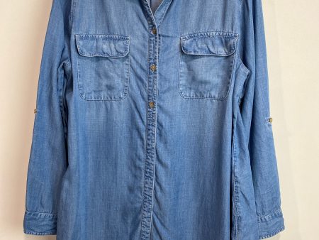 Tunic Long Sleeve By Chicos In Blue Denim, Size: L Supply