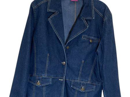 Blazer By Pappagallo In Blue Denim, Size: L For Cheap