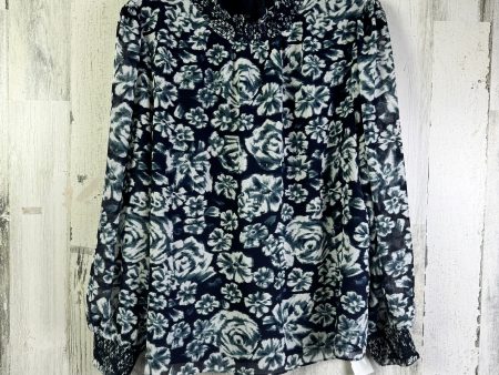 Blouse Long Sleeve By J. Crew In Blue, Size: Xl For Sale