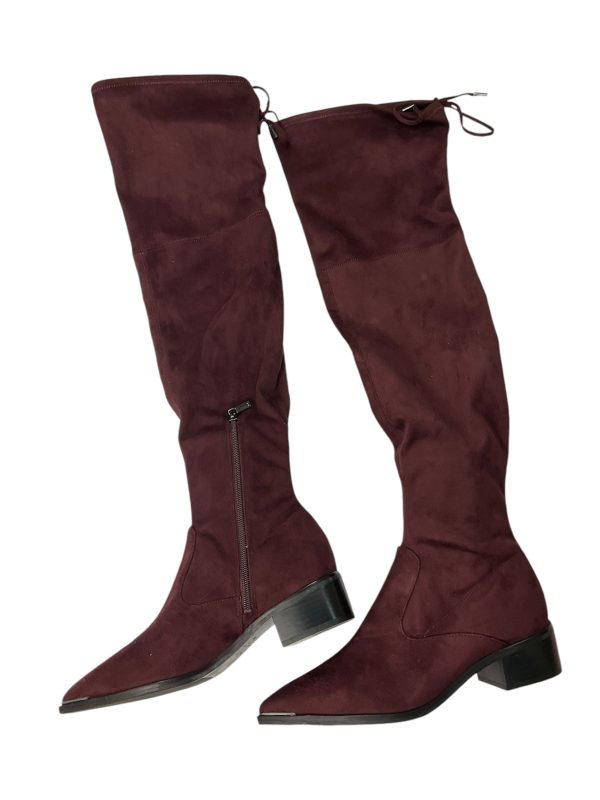 Boots Knee Heels By Marc Fisher In Wine, Size: 8.5 Online Hot Sale