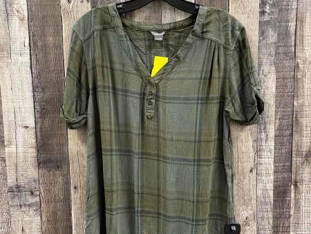 Top Short Sleeve By Eddie Bauer In Plaid Pattern, Size: M Hot on Sale