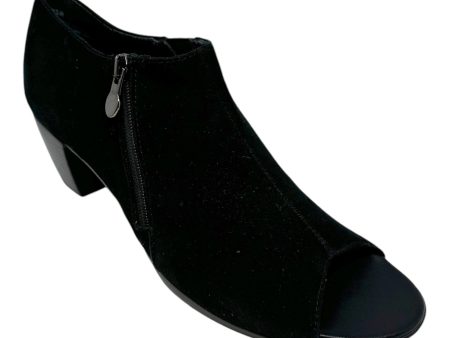 Luisa Suede Open Toed Shoes Heels Block By Munro In Black, Size: 9.5 Supply